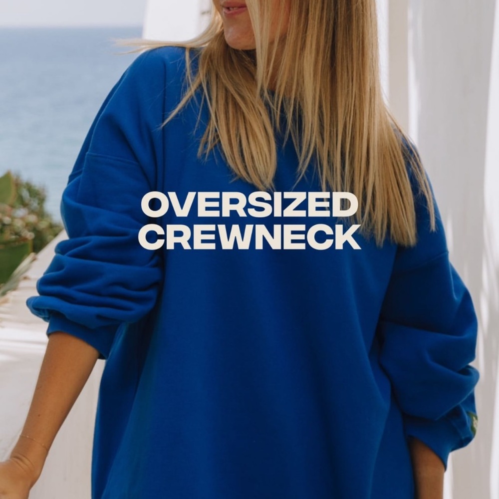 Daily Drills Cobalt  Oversized Crewneck Sweater